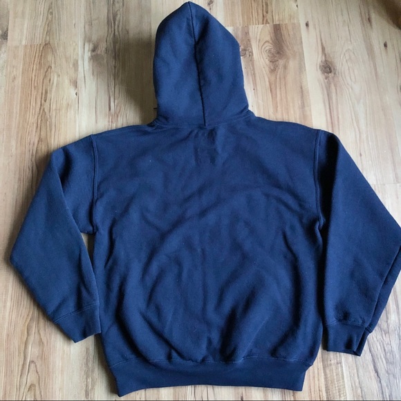 TECH HOUNDS Hoodie Pullover Shirt Long Sleeve Sweatshirt Blue Medium Mens UNISEX - Picture 3 of 14